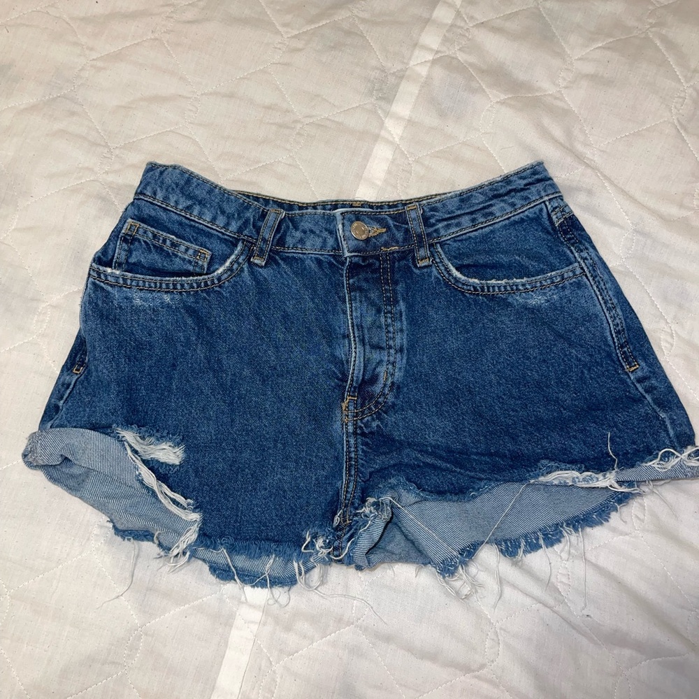 Forever 21 Distressed Dark Blue Denim Cutoff Shorts